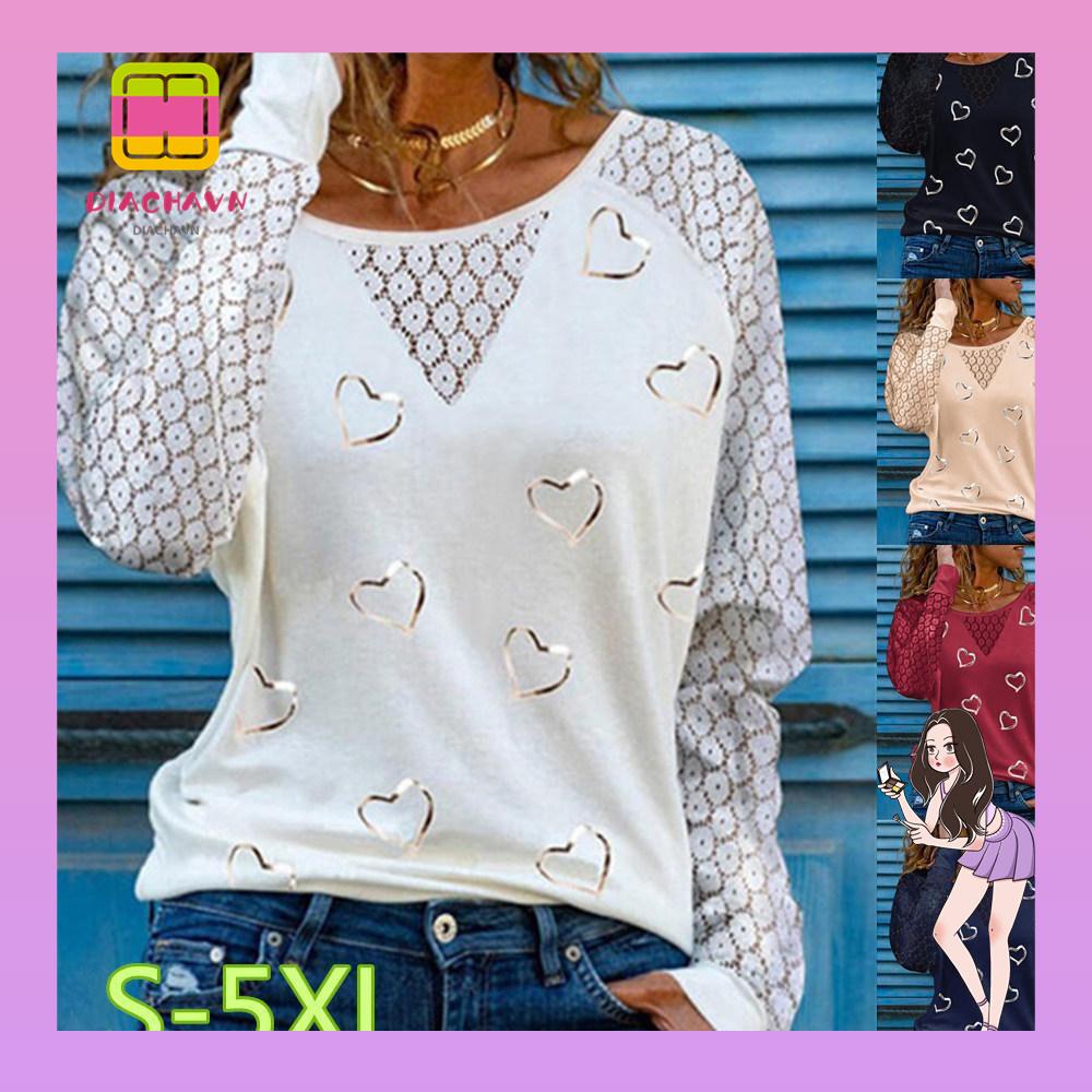 Áo Kiểu Họa Tiết Trái Tim Thời Trang Mùa Hè Cho Nữ