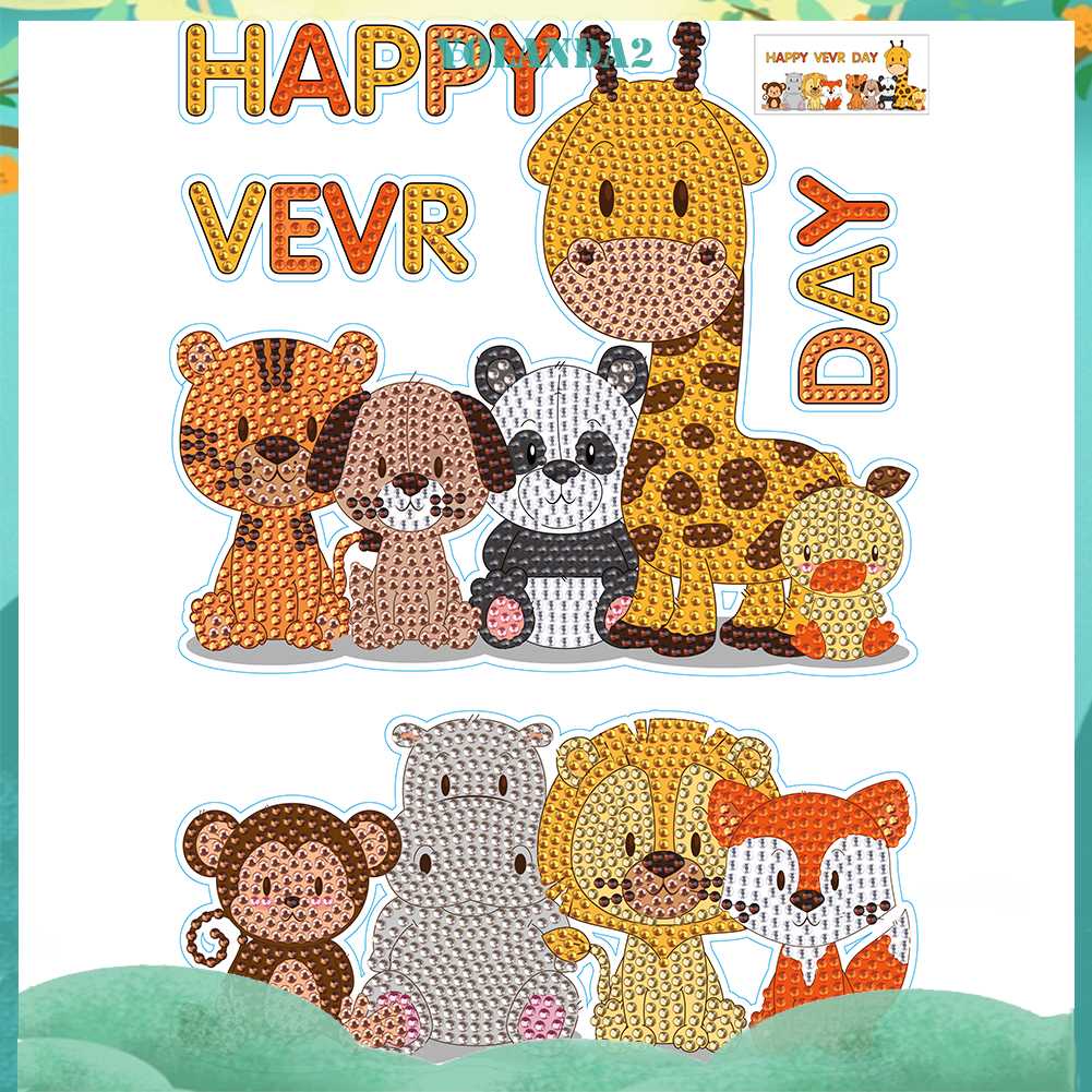 Set 2 Sticker Khảm Đá DIY Hình Động Vật Hoạt Hình Ngộ Nghĩnh Đáng Yêu