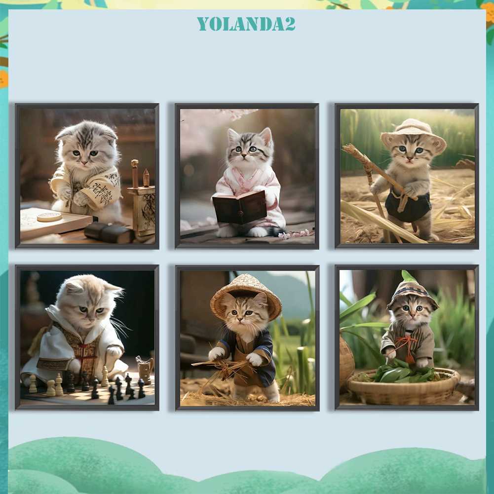 Tranh Đính Đá Kim Cương Toàn Bộ 5D DIY Hình Vẽ Mèo Trang Trí Nhà Cửa