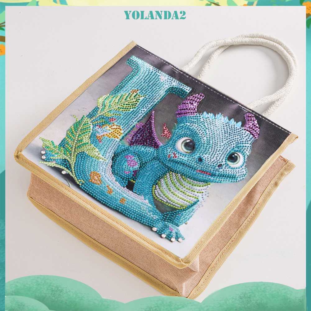 Túi Tote Đựng Tranh Đính Đá 5D Tự Làm Hình Khủng Long Cho Nữ