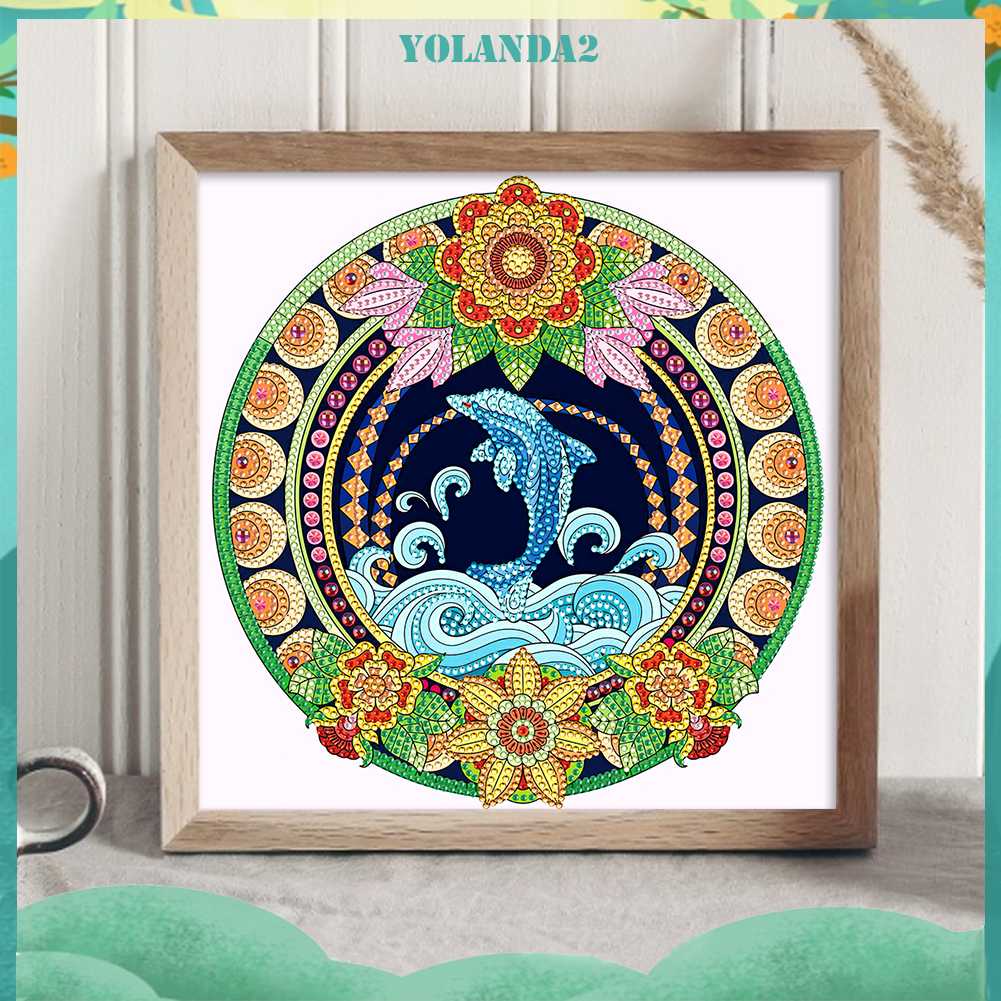 Tranh Đính Đá Hình Cá Heo 5D Nghệ Thuật Tự Làm Thủ Công Treo Trang Trí Nội Thất