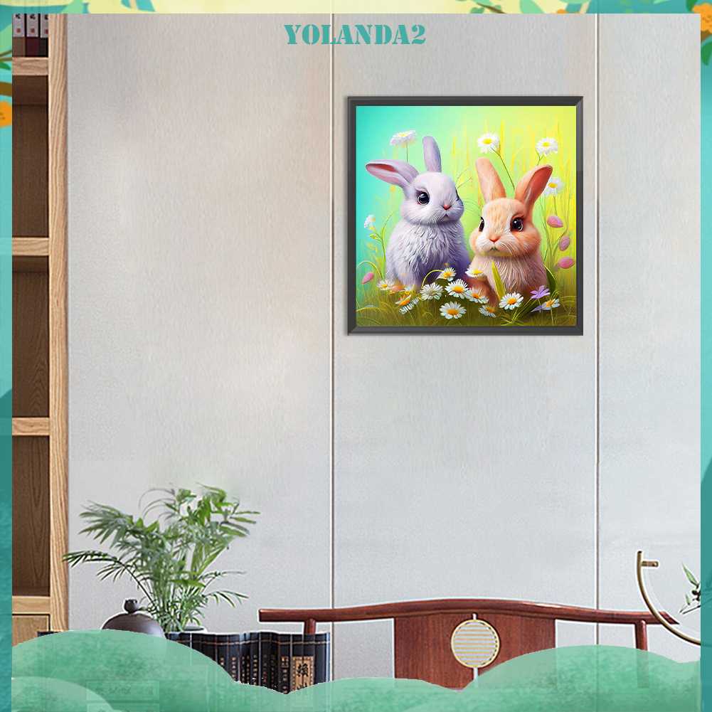 Tranh Đính Đá Kim Cương Toàn Bộ 5D DIY Hình Vẽ Thỏ Trang Trí Nhà Cửa
