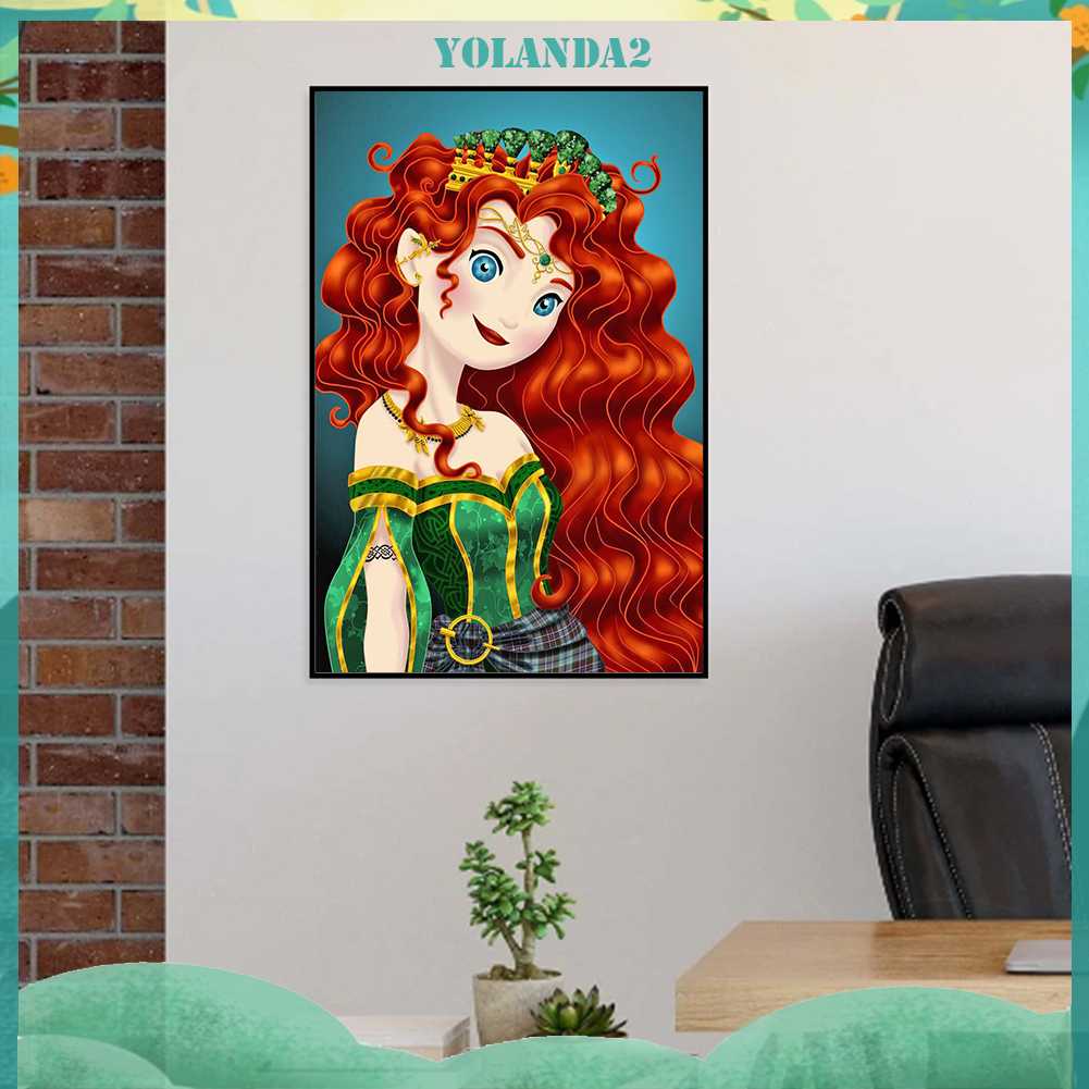 Tranh Đính Đá Kim Cương Toàn Bộ 5D DIY Hình Vẽ Công Chúa Merida