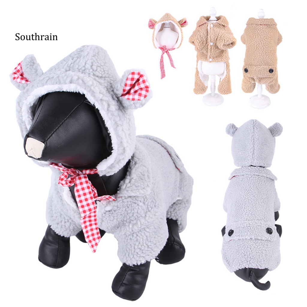 Bộ Áo Liền Quần Bằng Vải Lông Cừu Giữ Ấm Bốn Ống Chân Thời Trang Thu Đông Dành Cho Cún Cưng