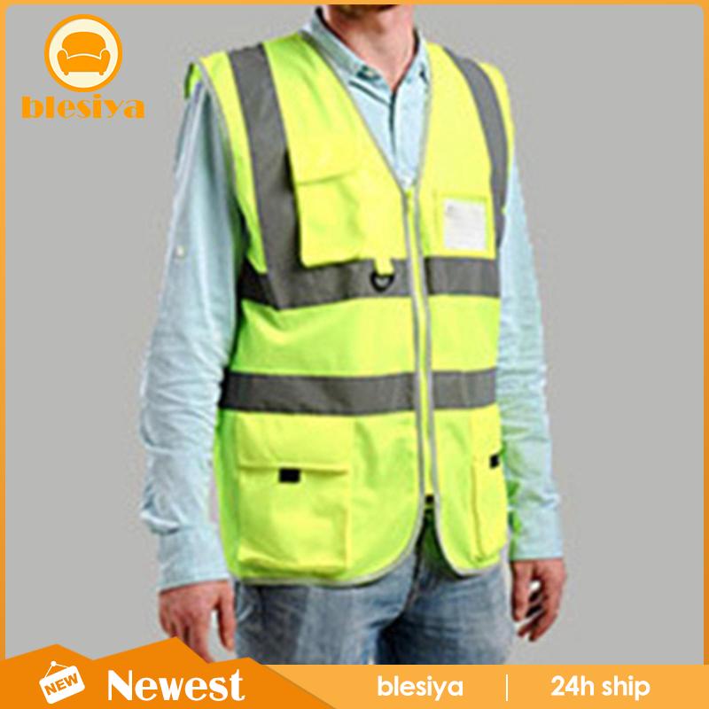 [Blesiya] Áo Bảo Hộ Lao Động Không Tay Phản Quang Thoải Mái An Toàn Cho Công Trường Giao Thông Ngoà