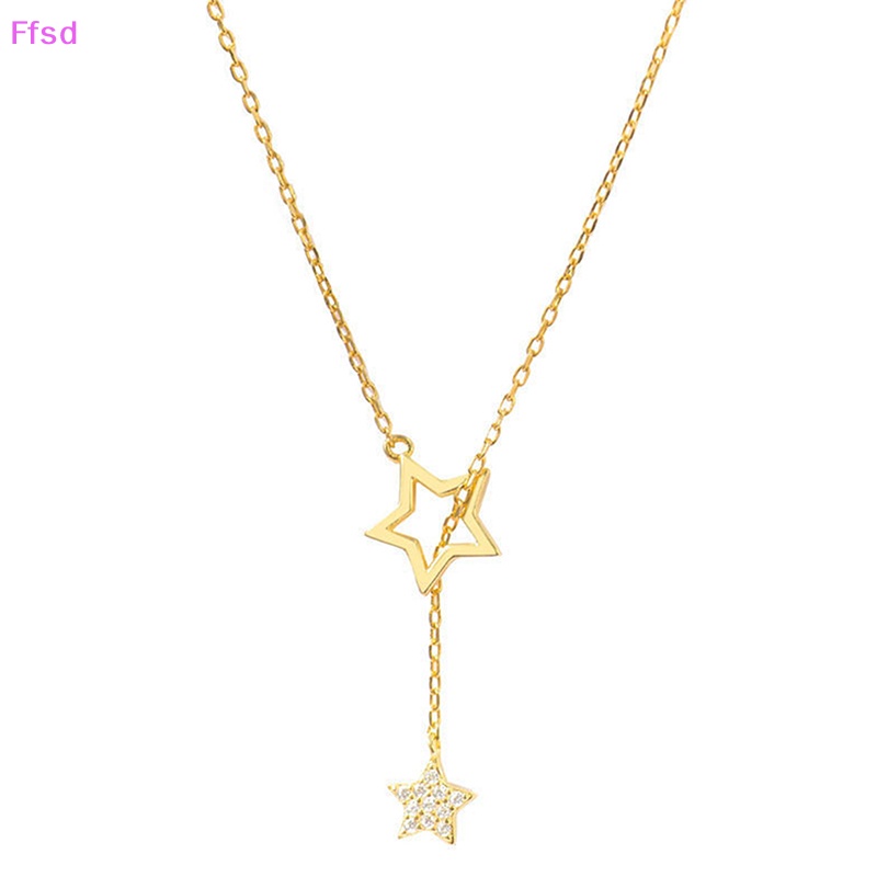 {Ffsd} Vòng cổ Bằng Hợp Kim Zircon Ngôi Sao Rỗng Thanh Lịch Đơn Giản Màu Bạc Trang Sức Làm Quà Tặng Cho Phụ Nữ