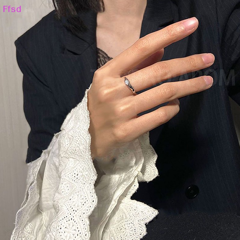 {Ffsd} Nhẫn Hợp Kim Hở Đính Đá Zircon Màu Bạc Phong Cách Gothic Punk Cổ Điển Có Thể Điều Chỉnh Trang Sức Tiệc Tùng Cho Nữ