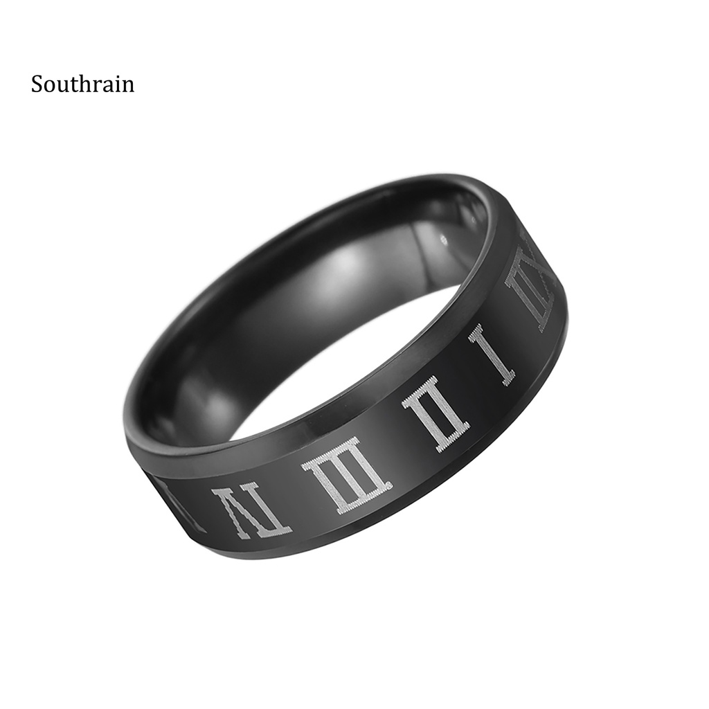Nhẫn Thép Không Gỉ Sang Trọng In Số La Mã Cho Nam