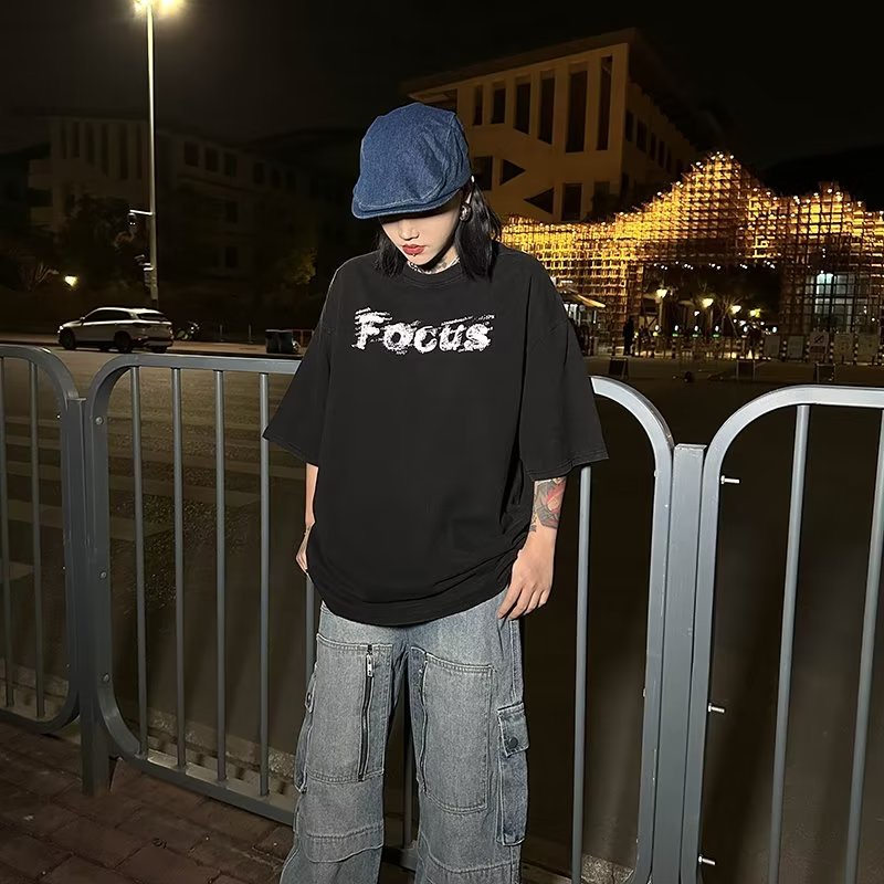 Áo Thun Ngắn Tay In Hình Thỏ Và Chữ Phong Cách Hip Hop Đường Phố Cá Tính Cho Nam Nữ