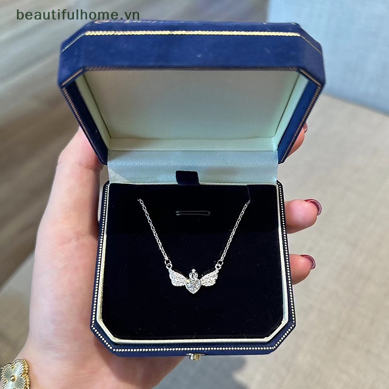 [beautifulhome] Vòng cổ Pha Lê Hình Cánh Trái Tim Phong Cách Ins Nhẹ Nhàng Thời Trang Dễ Phối Đồ Trang Sức Cho Nữ [beauty]