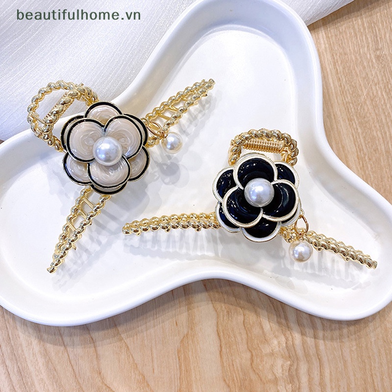 [beautifulhome] Kẹp Móng Vuốt Hoa Trà Đính Ngọc Trai Thời Thượng Quà Tặng Cho Nữ [beauty]