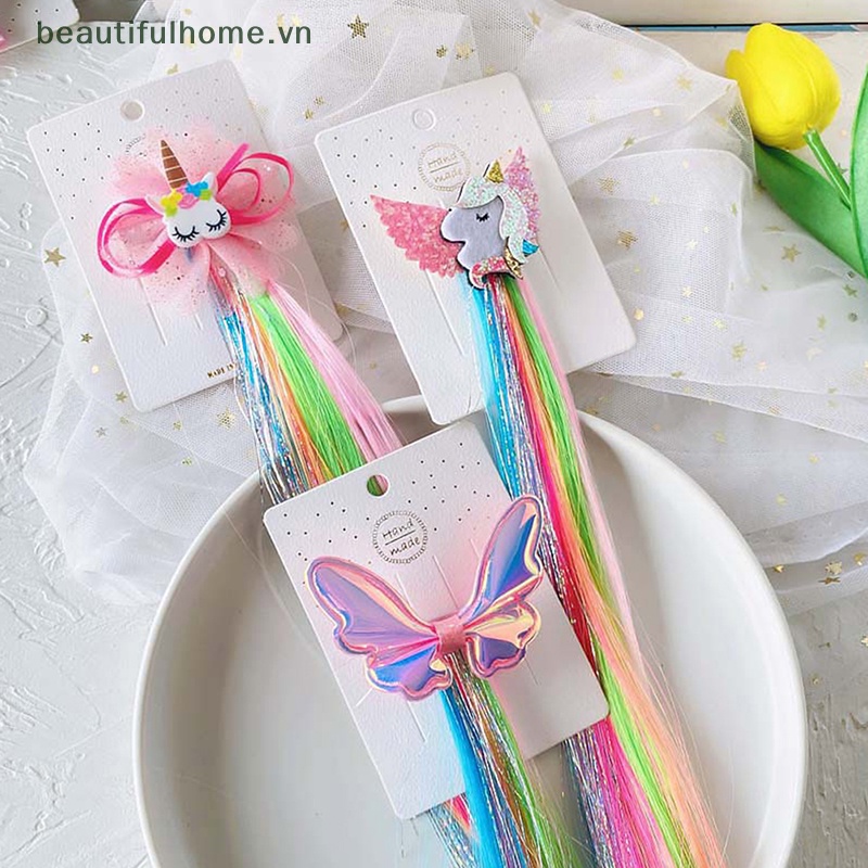 1 Kẹp Tóc Giả Hình Kỳ Lân / Mèo / Thỏ Dễ Thương Cho Bé Gái