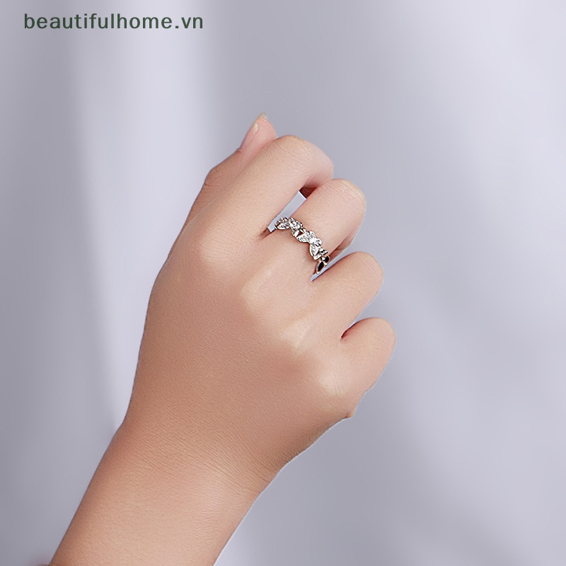 [beautifulhome] Nhẫn Hình Học Bướm Đính Đá Zirconia Sáng Bóng Điều Chỉnh Được Hình Học Thời Trang Làm Quà Tặng Trang Sức [beauty]