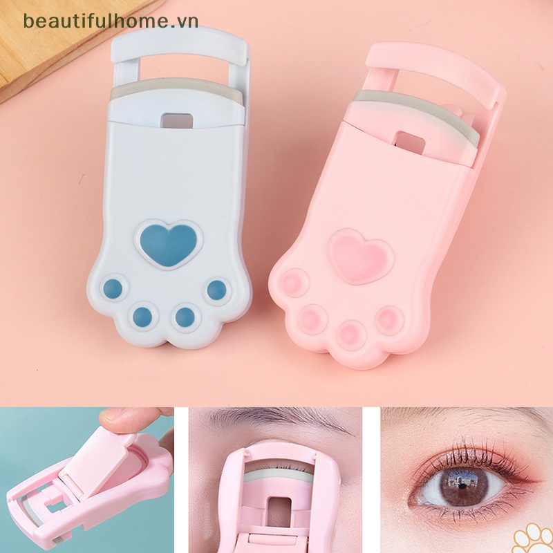 1 Bộ Dụng Cụ Uốn Cong Lông Mi Mini Bằng Nhựa Hình Chân Mèo Dễ Thương