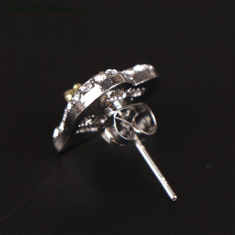 1 Đôi Bông Tai Pha Lê Nhấn Màu Hồng / Bạc Đẹp Mắt