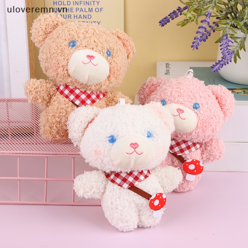 Đồ chơi nhồi bông Hình Gấu Nấm Hoạt Hình Dễ Thương Trang Trí Móc Khóa / Ba Lô / Móc Khóa