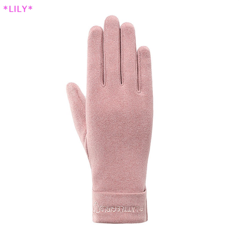 Lily Phụ nữ mùa đông ấm áp găng tay Windproof đi xe đạp glvoes therml màn hình cảm ứng găng tay uuu