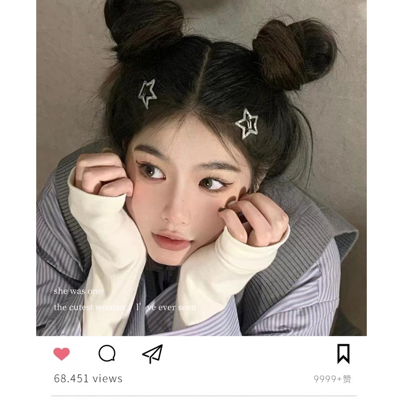 Bộ 6 Kẹp Tóc Hình Ngôi Sao Năm Cánh Phong Cách Mới Y2k