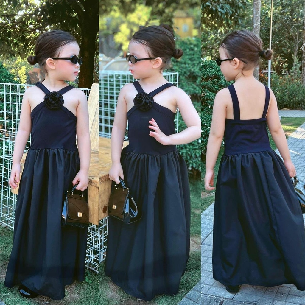 (9-28kg)Váy cotton dánh dài dây đan chéo