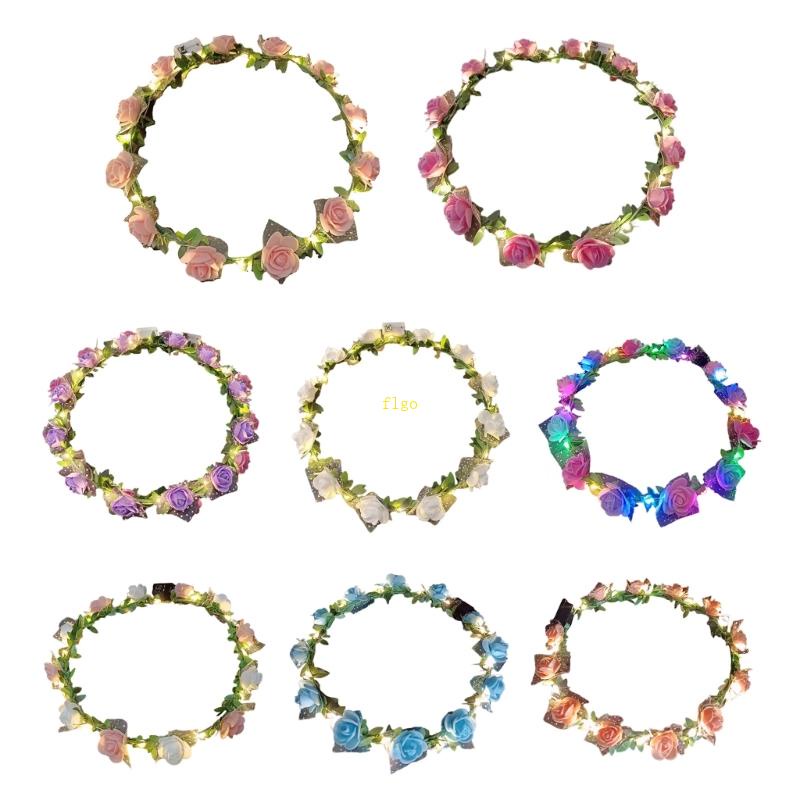 Băng Đô Cài Tóc Hình Vương Miện Đính Hoa Nhiều Màu Tùy Chỉnh Cho Nữ