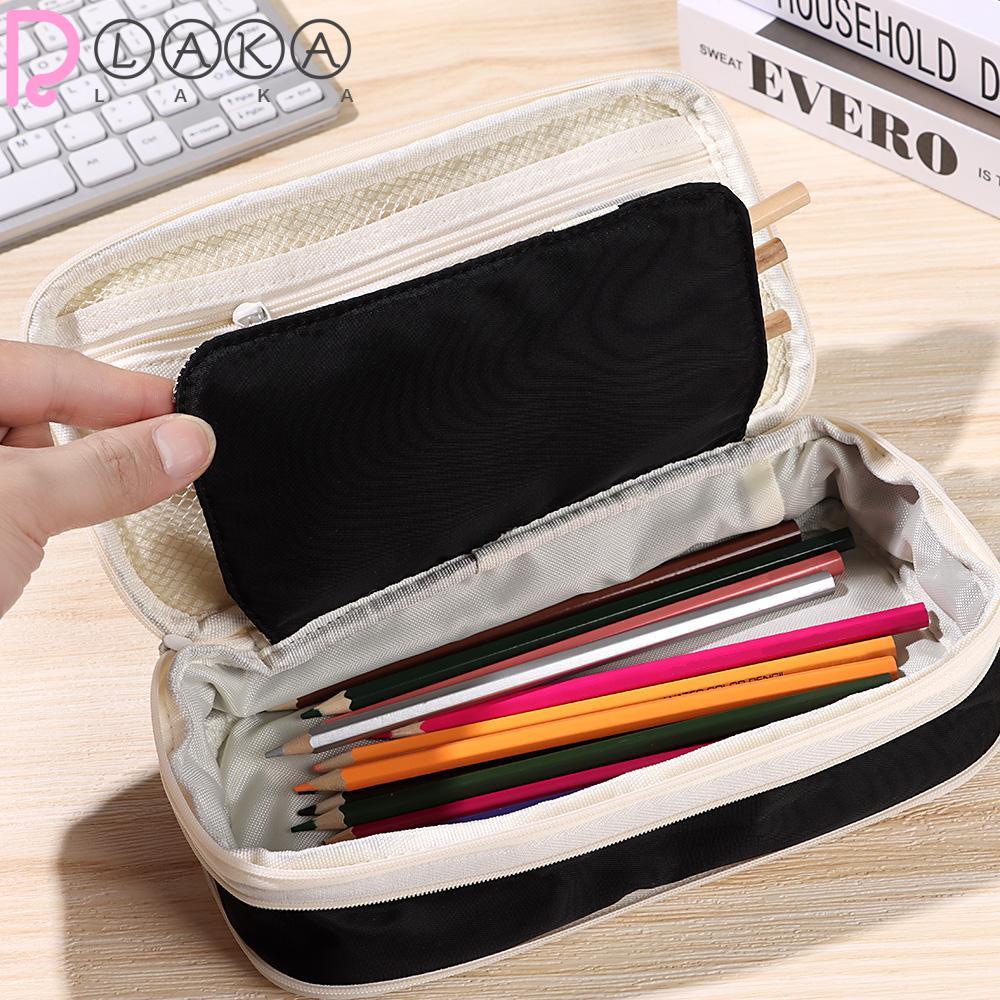 Túi Đựng Bút Hai Ngăn Bằng Vải Canvas Có Khóa Kéo Tiện Dụng