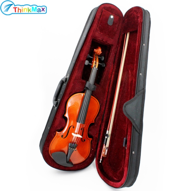 Thinkmax Đàn Violin Gỗ Bass 4 / 4 3 / 4 1 / 2 1 / 4 1 / 8 Kèm Bình Hoa Cho Người Mới Bắt Đầu