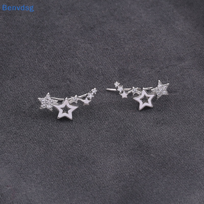 1 Đôi Bông Tai Dáng Dài Đính Đá Zircon Trắng Hình Ngôi Sao Thời Trang Cho Nữ