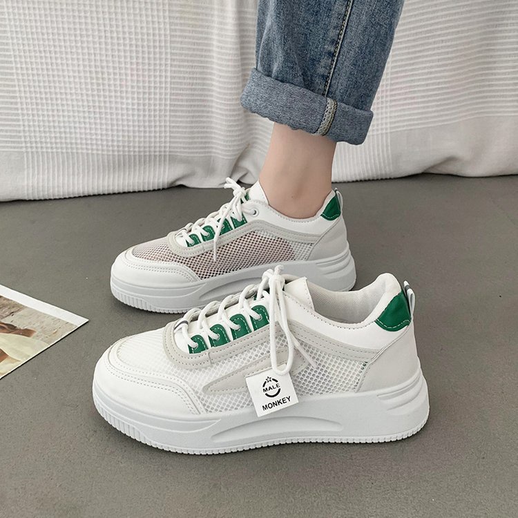 Giày Thể Thao Da Mềm Đế Dày Phối Lưới Thoáng Khí Trọng Lượng Nhẹ Thời Trang Cho Nữ