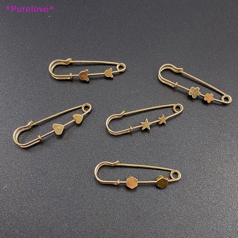 Ghim Cài Áo Hình Lục Giác / Gấu / Ngôi Sao Màu Vàng Bằng Hợp Kim Chống Ánh Sáng Phong Cách Vintage Mới