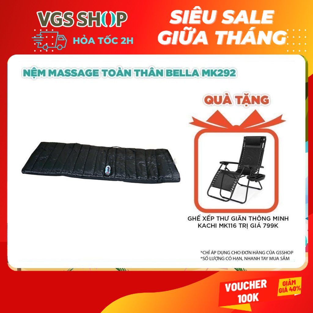 Nệm massage toàn thân Bella | TẶNG: Ghế xếp thư giãn thông minh Kachi trị giá 799K