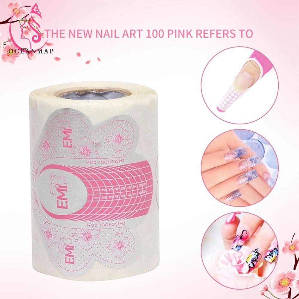 Cuộn 100 Miếng Dán Nối Dài Móng Tay Acrylic Tự Dính