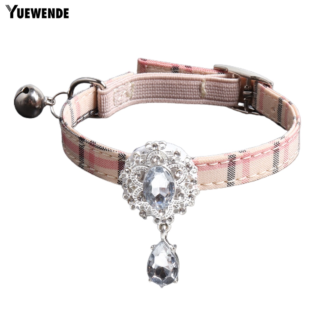 Vòng Đeo Cổ YQ.E Họa Tiết Kẻ Ô Đính Đá Có Thể Điều Chỉnh Tiện Dụng Cho Thú Cưng