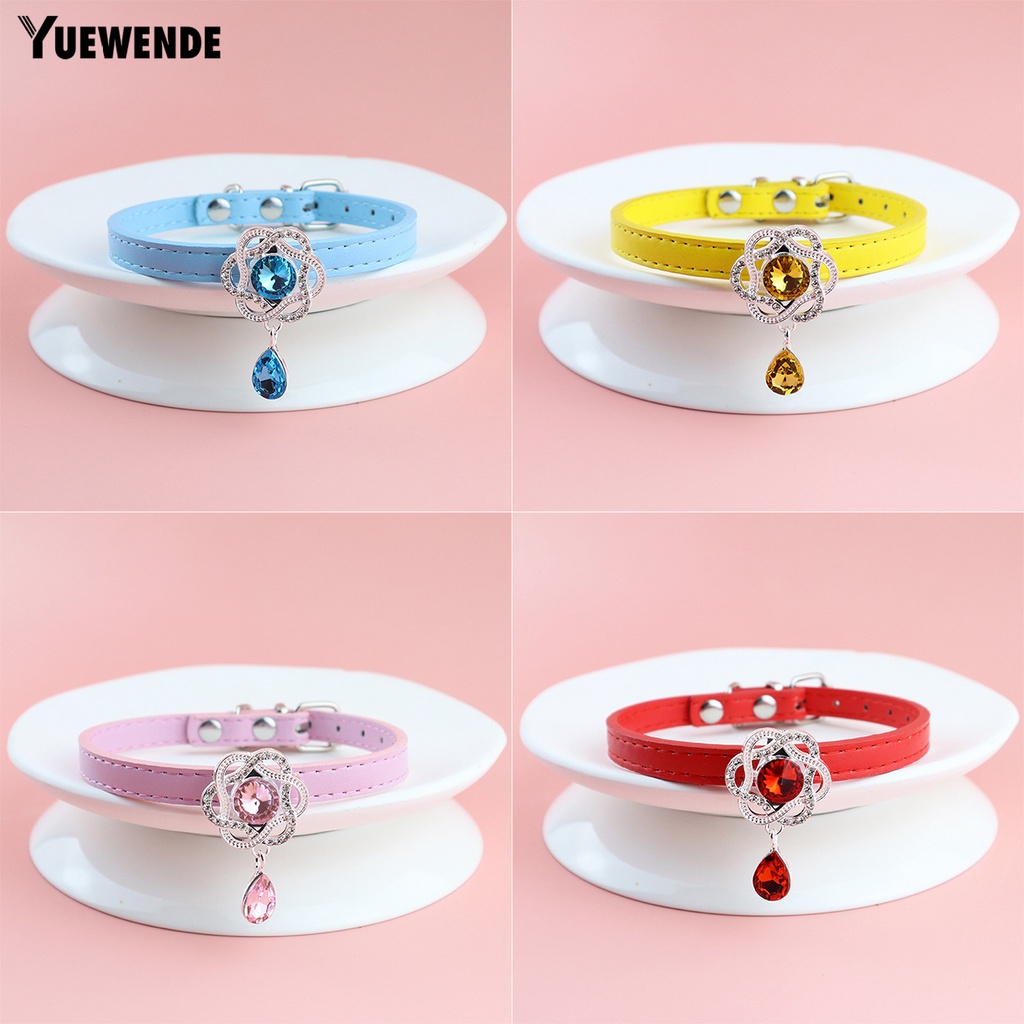 Vòng Cổ Da Nhân Tạo Đính Hoa Chống Mài Mòn Cho Thú Cưng