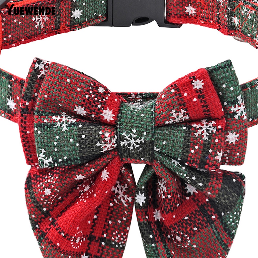 Yq.e Vòng Cổ Nhỏ Thắt Nơ Bằng Polyester Dễ Giặt Tháo Gỡ Họa Tiết Bông Tuyết Giáng Sinh Cho Thú Cưng