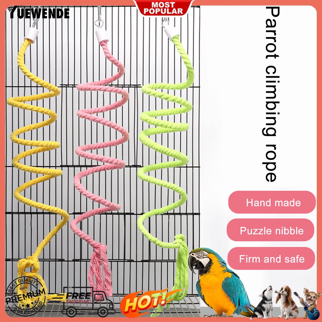 Đồ Chơi Dây Thừng Hình Xoắn Ốc Màu Sắc Tươi Sáng Chống Mài Mòn Giảm Căng Thẳng Cho Chim Vẹt