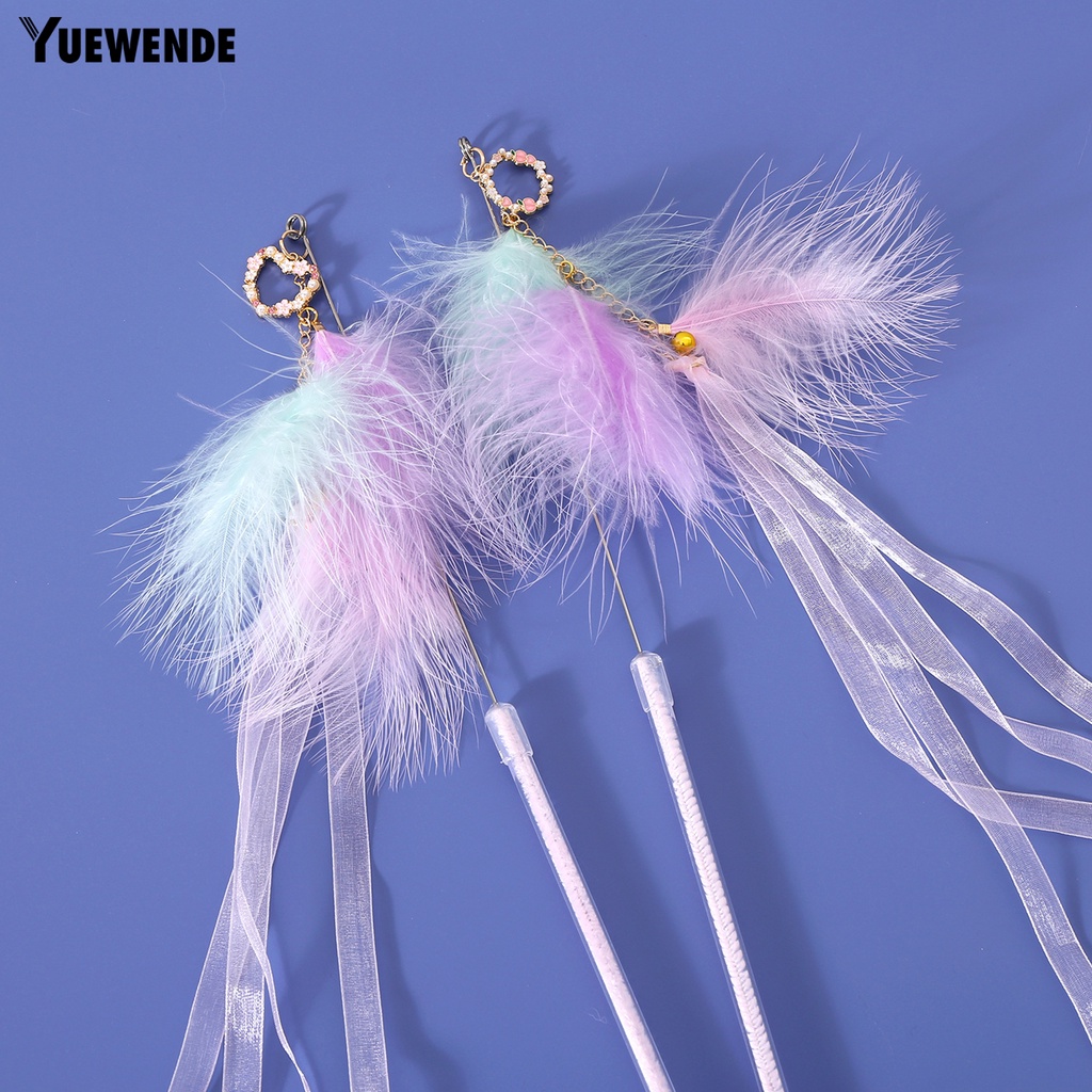 Gậy Trêu Mèo Đính Lông Vũ Tự Nhiên Tương Tác Với Ruy Băng Nổi Dài YQ.E