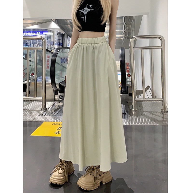 SUXI Chân Váy Chữ A Lưng Thun Cao Màu Sắc Ngọt Ngào Thời Trang Mùa Hè Cho Nữ