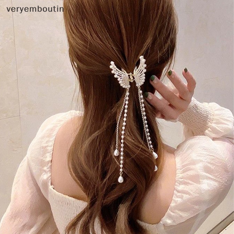 Kẹp Tóc Hình Hoa &amp; Bướm Bằng Kim Cương Giả &amp; Ngọc Trai Cho Nữ