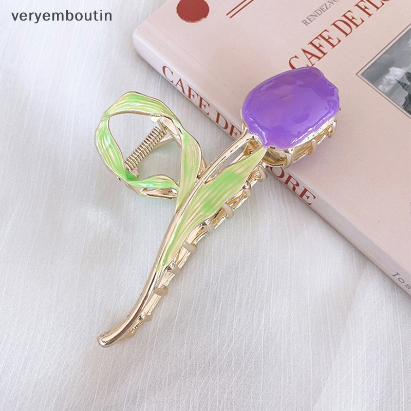 Kẹp Tóc Hoa Tulip / Cá Mập / Đuôi Ngựa Vintage Ngọt Ngào Hợp Thời Trang Cho Nữ n