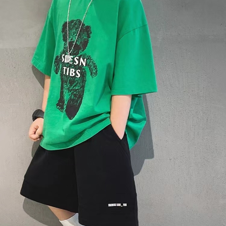 Áo Thun 100% Cotton Tay Ngắn Dáng Rộng Unisex Cho Bé Từ 2-14 Tuổi