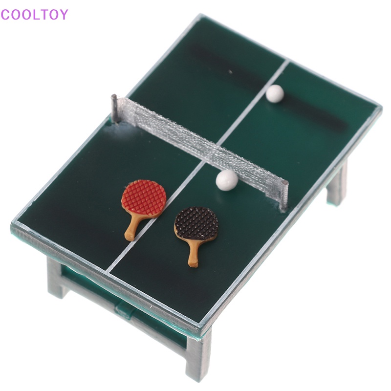 Cooltoy Bàn Pong Mini Tỉ Lệ 1 / 12 Trang Trí Nhà Búp Bê Kèm Quả Cầu &amp; Vợt Cầu Lông