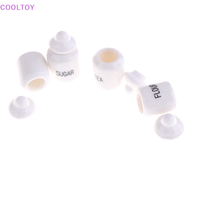 Set 4 Hũ Gốm Sứ Trắng Dễ Thương Trang Trí Nhà Búp Bê 1 / 12