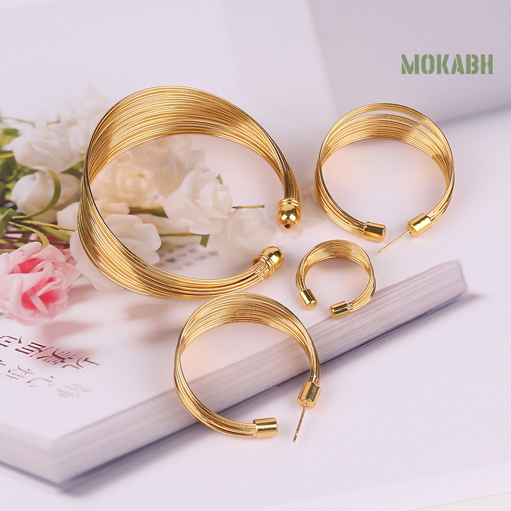 Bộ Trang Sức 4 Món Gồm Vòng cổ / Nhẫn / Vòng Tay / Bông Tai Độc Đáo Cho Cô Dâu