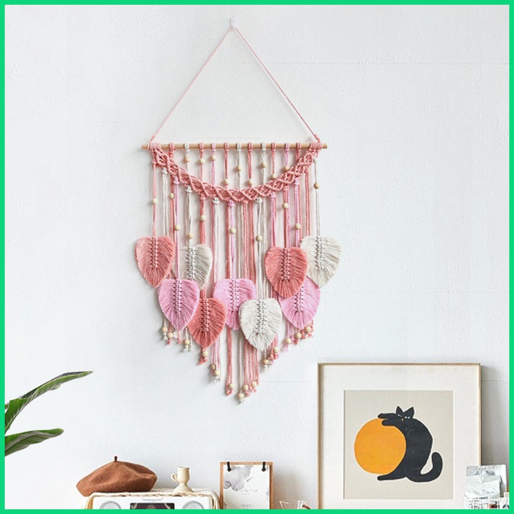 Thảm Dệt Lá Tua Rua Handmade Trang Trí Tường Phong Cách Bohemian