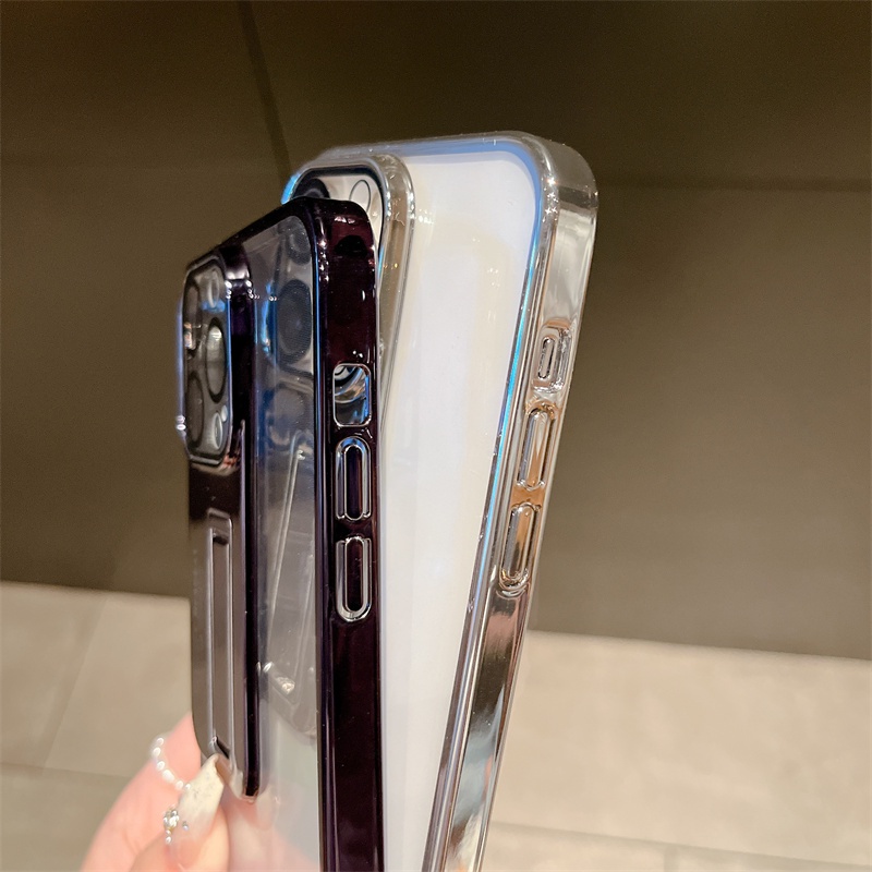 Ốp Điện Thoại Acrylic Cứng Trong Suốt Chống Sốc Có Giá Đỡ Sang Trọng Cho iPhone 13 14 Pro Max 14 Plus 13 Pro Max