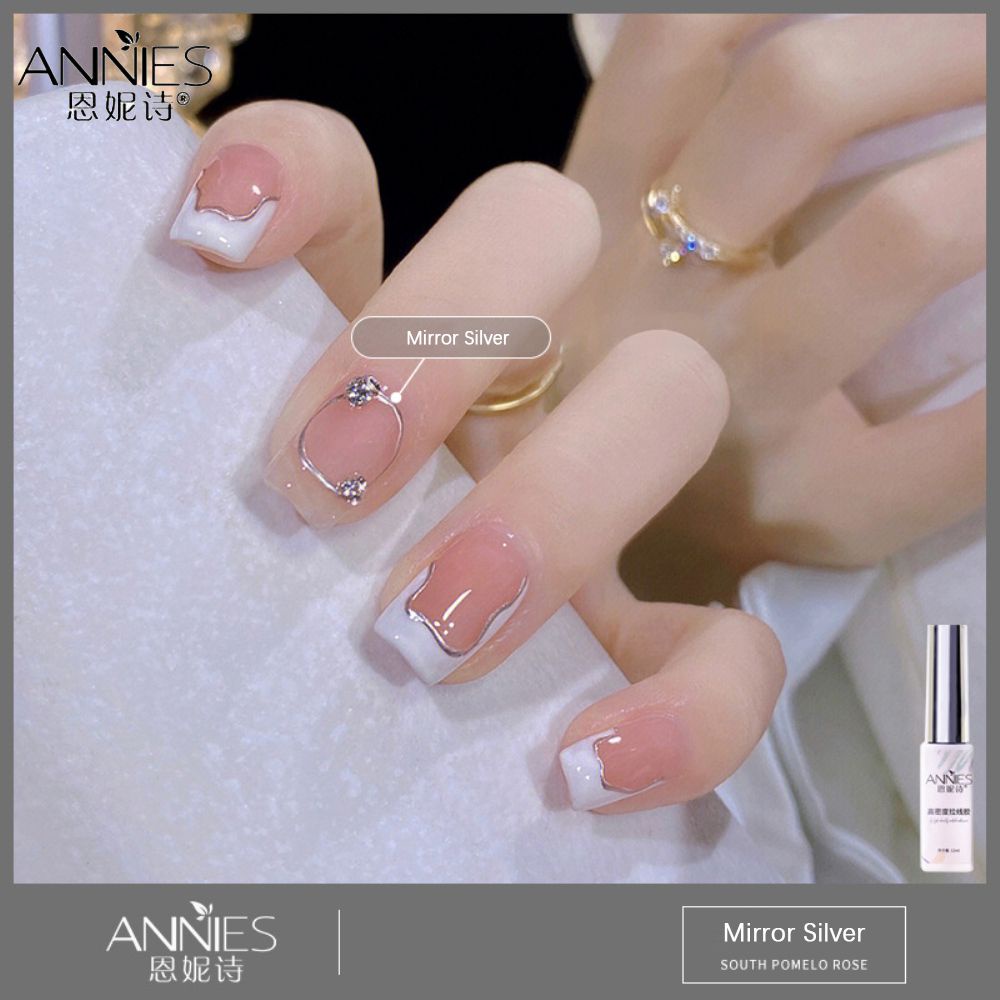 ♕ Annies Tráng Gương Kim Loại Gel Sơn Móng Tay Vàng Bạc Pháp Sơn Kéo Dây Móc Cạnh Sơn Màu Đèn Chiếu Keo Nail Art Cho Tiệm Nail 9 Màu NỘI THẤT