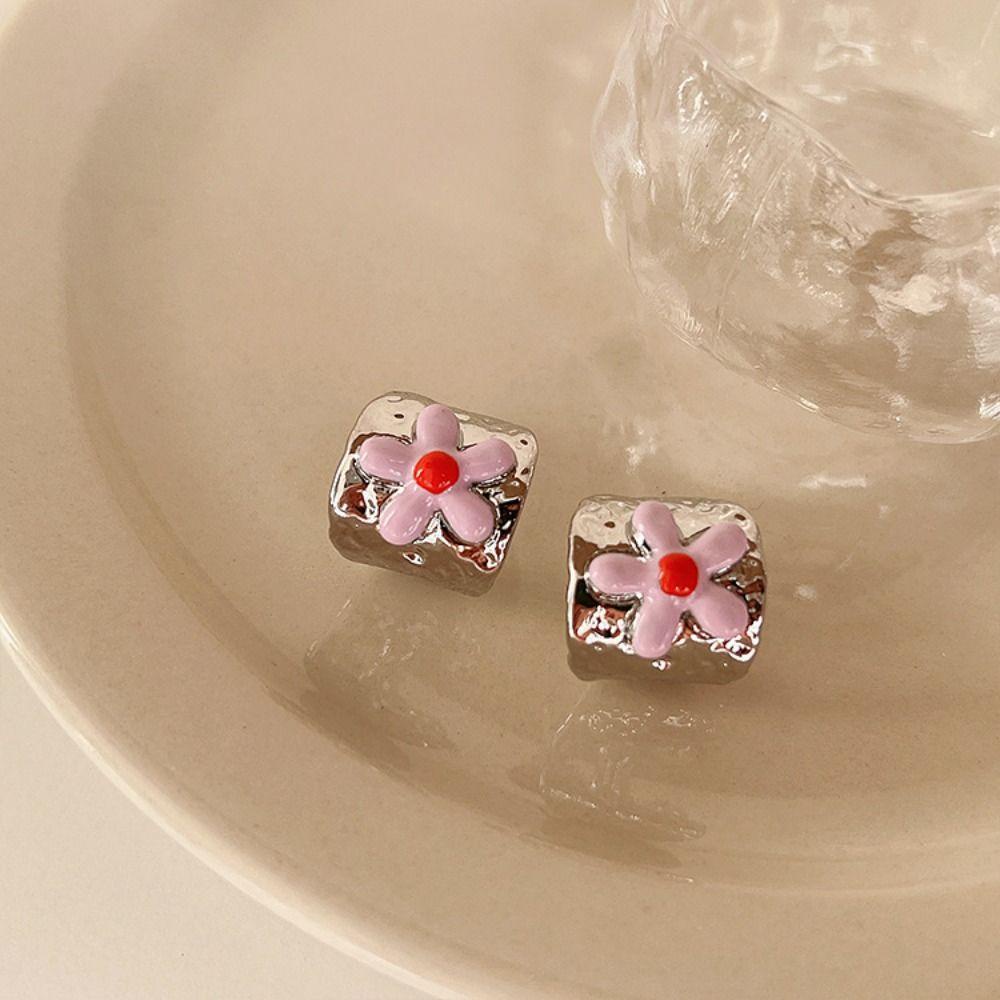 Back2 Bông Tai Hình Chữ C Tráng Men Sang Trọng Bằng Hợp Kim Phong Cách Hàn Quốc Cho Nữ