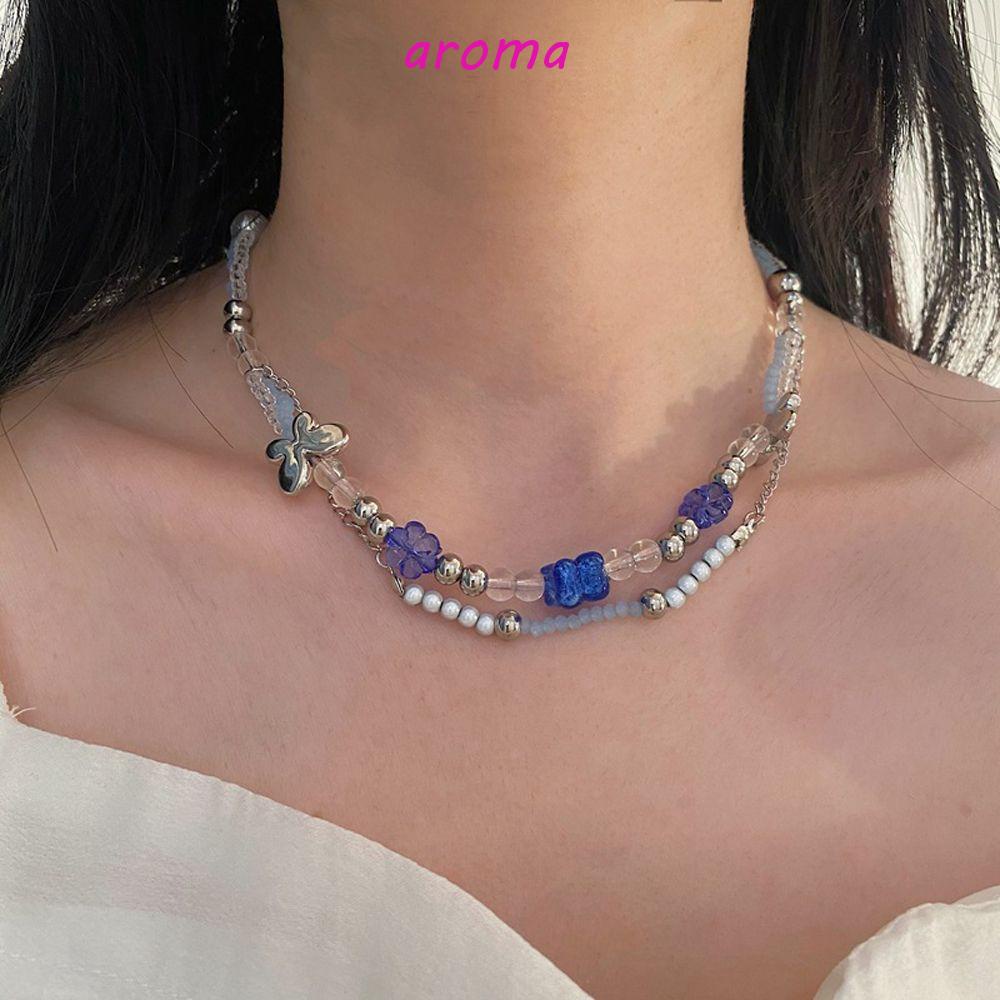 Vòng cổ Hai Lớp Phối Mặt Hình Bướm Phong Cách Cổ Điển Thời Trang Cho Nữ