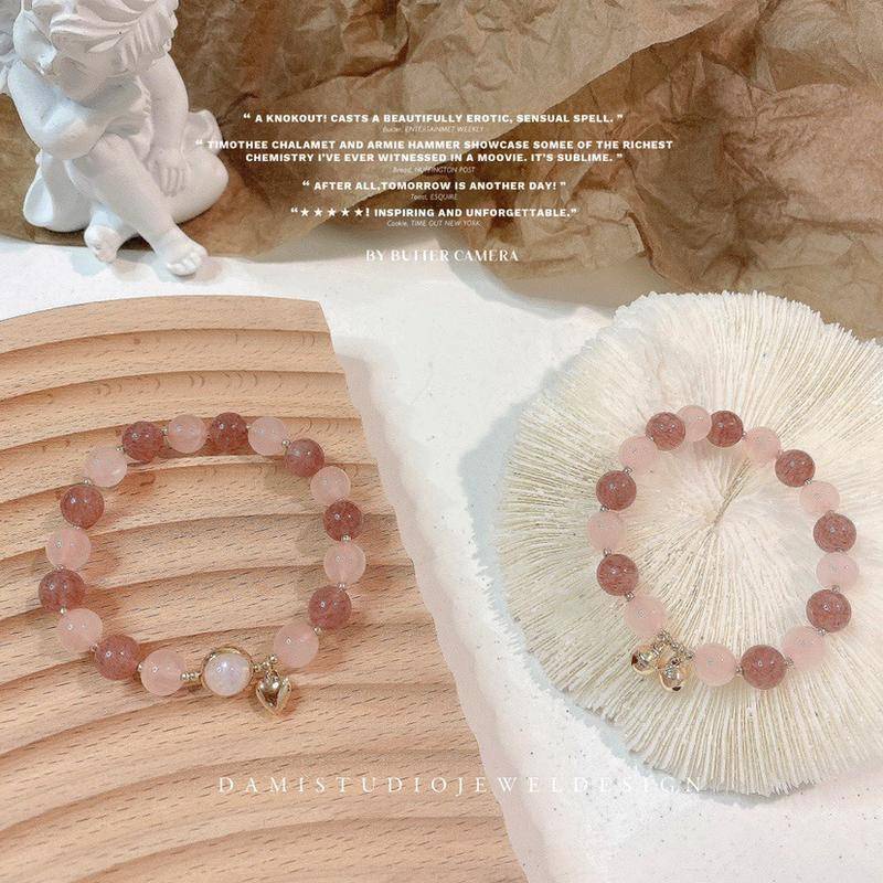 Lắt tay thạch anh dâu tây Thạch anh tình yêu vòng tay nữ vòng tay phong thuỷ Vòng Tay Pha Lê vòng đá phong thuỷ vòng tay chuỗi hạt vòng tay may mắnvòng tay đôi bạn thân