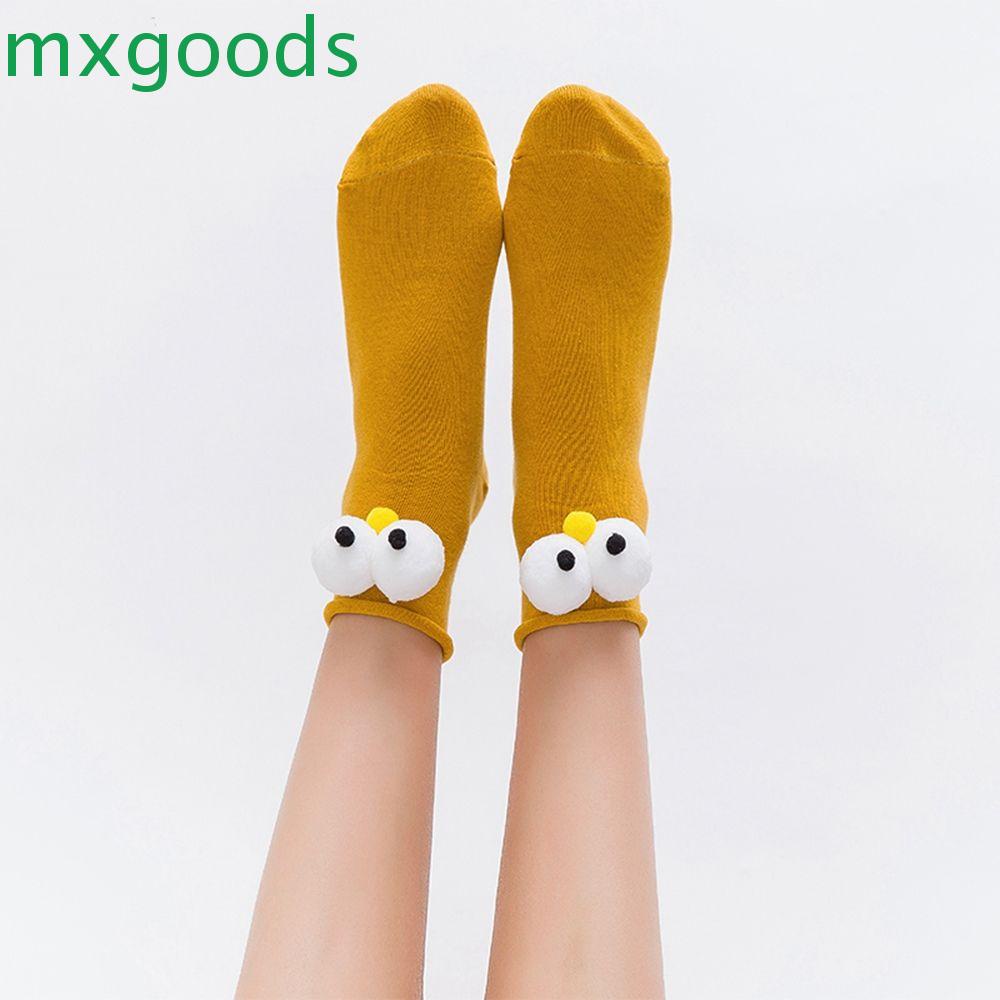 Mxgoods Vớ Cổ Trung Thấm Hút Mồ Hôi Màu Trơn Phong Cách Harajuku Hoạt Hình Dễ Thương Cho Nữ